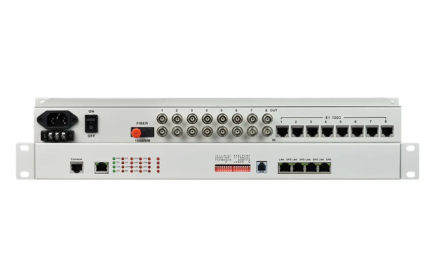飞畅科技-8E1+4xGE 双阻抗 1+1光备份 PDH光端机