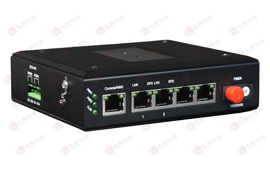 网管型 工业级1光2电百兆光纤收发器