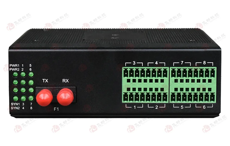 工业轨式 1-8路 4-20MA 模拟量光端机(带24V输出)