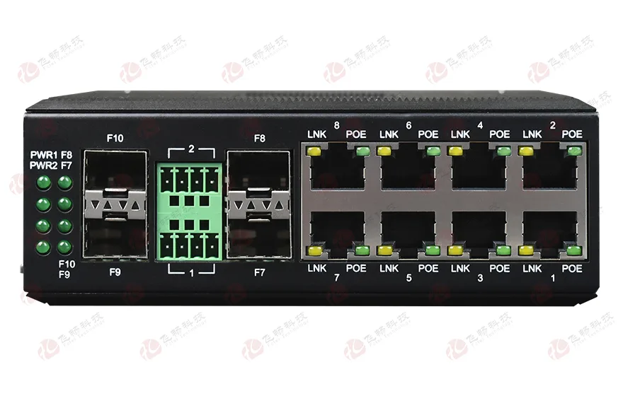 网管型 6千兆电+2路千兆Comb口+2路万兆光 工业轨式环网交换机