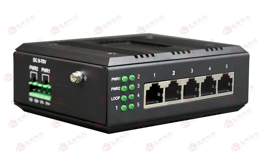 mini工业轨式5路百兆电 交换机(双DC电源或AC220V内置)