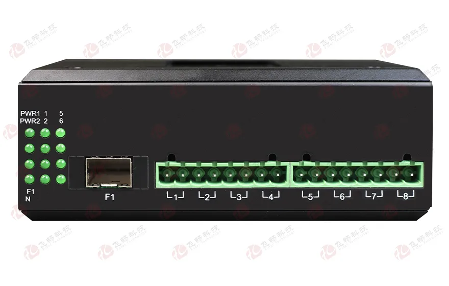 工业轨式 1-8路 开关量(支持AC220V 10A)光端机