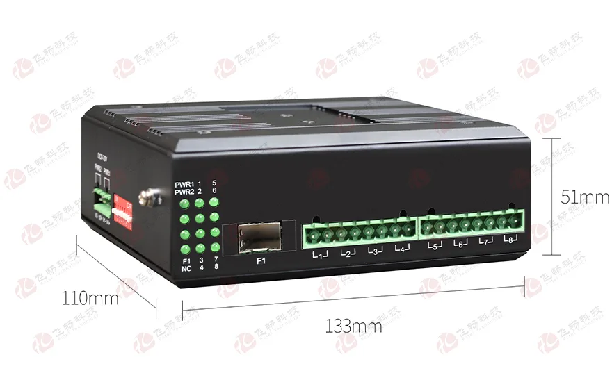工业轨式 1-8路 开关量(支持AC220V 10A)光端机