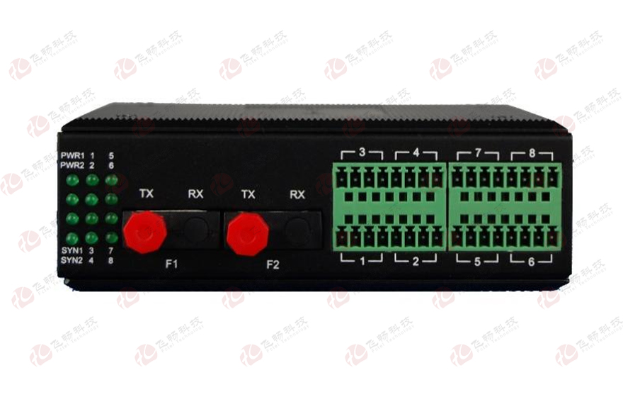 飞畅科技-工业轨式 16路4-20mA 模拟量/远传光端机（1+1光纤备份与断纤保持功能）