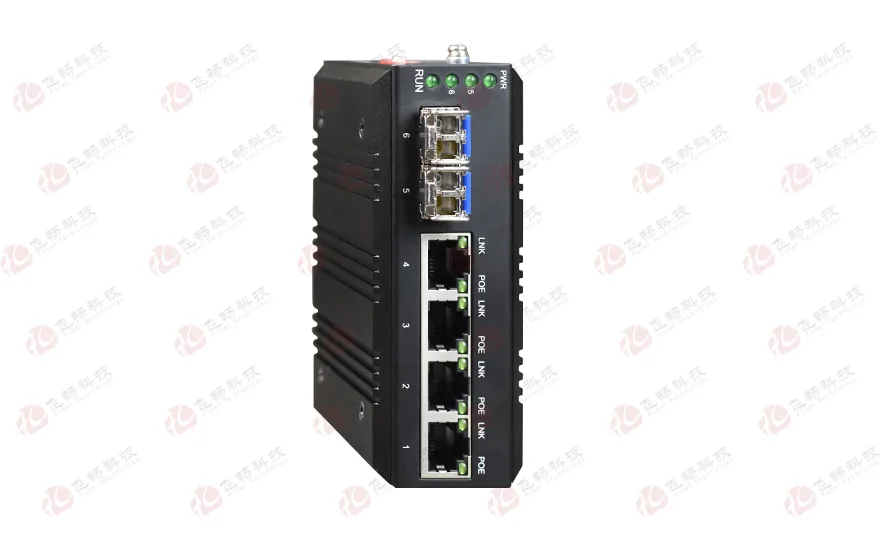 mini工业轨式 管理型带RSTP环网 4路千电+2路千光(双DC支持POE+或AC220内置)