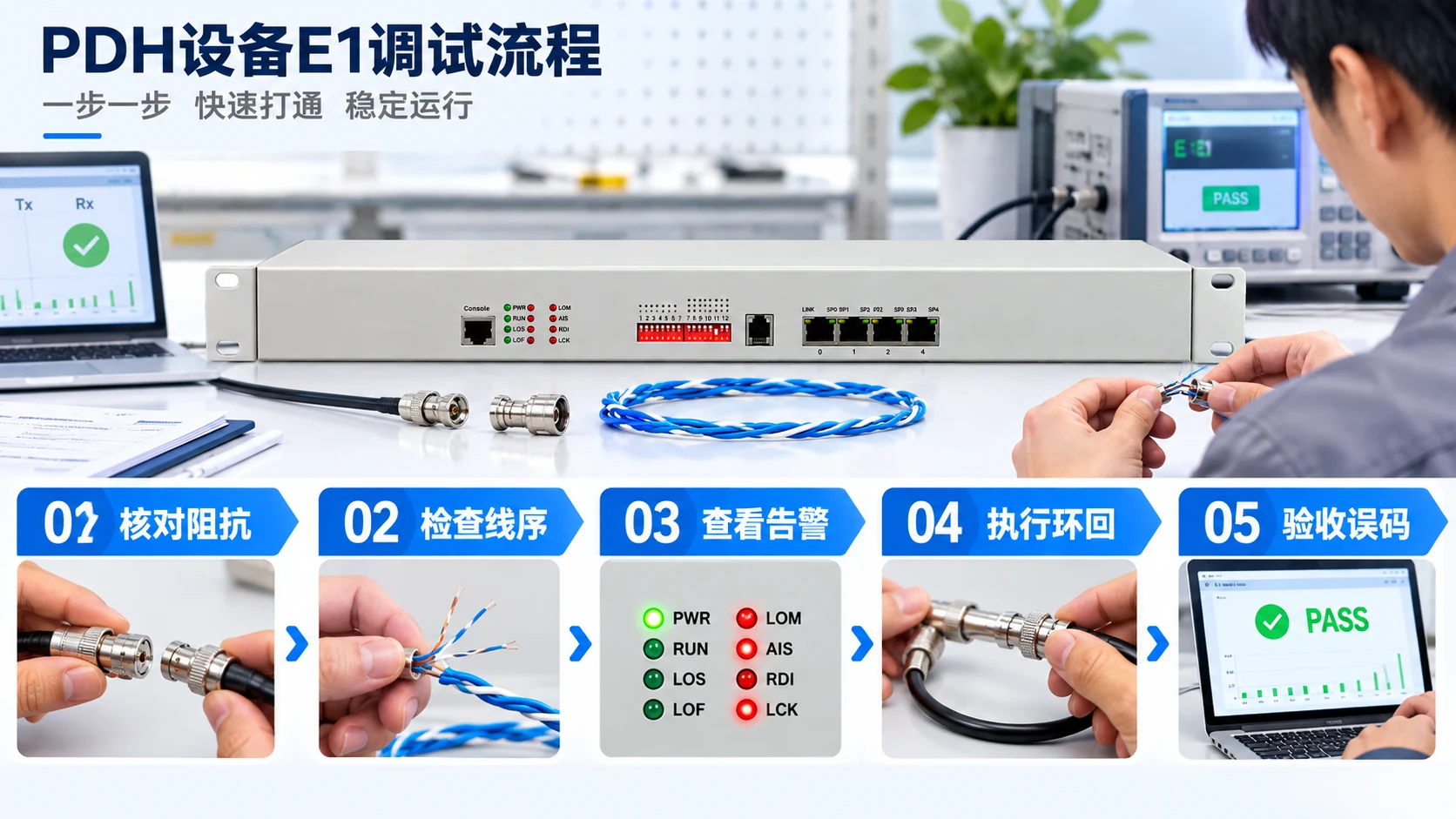 E1光端机接线调试与环回验收步骤