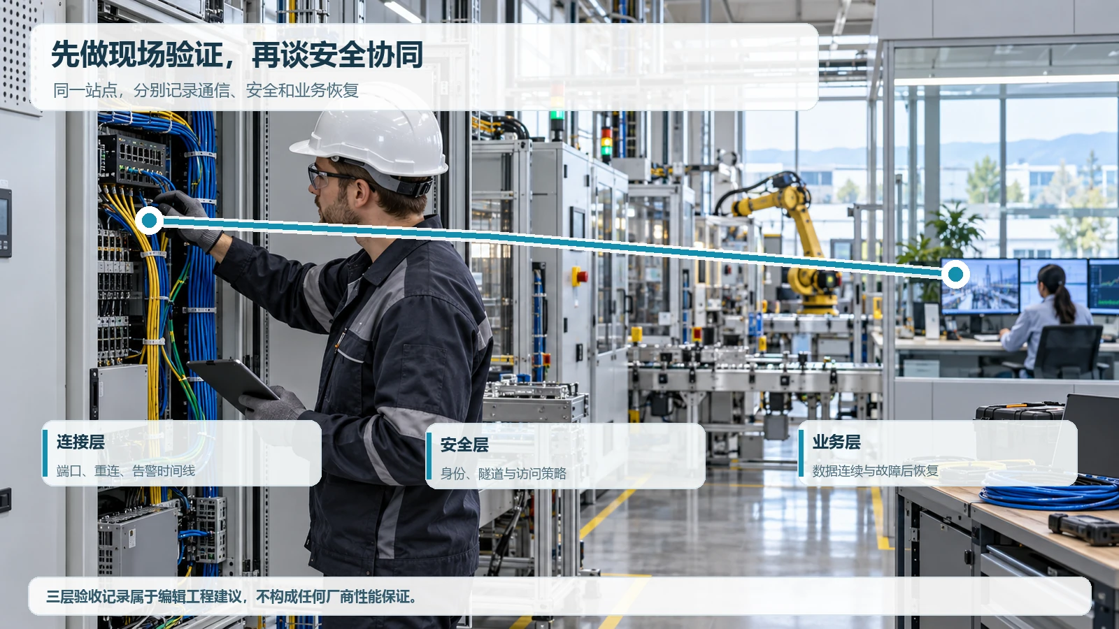 工业物联网系统对连接层安全层和业务层分别验收的工程示意