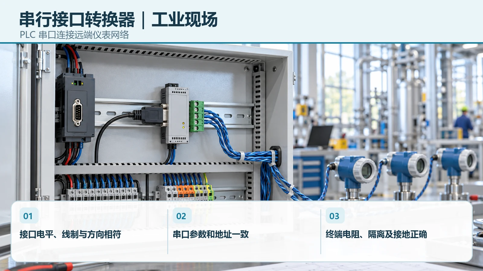 串行接口转换器在PLC 串口连接远端仪表网络中的设备、布线与现场选型要点