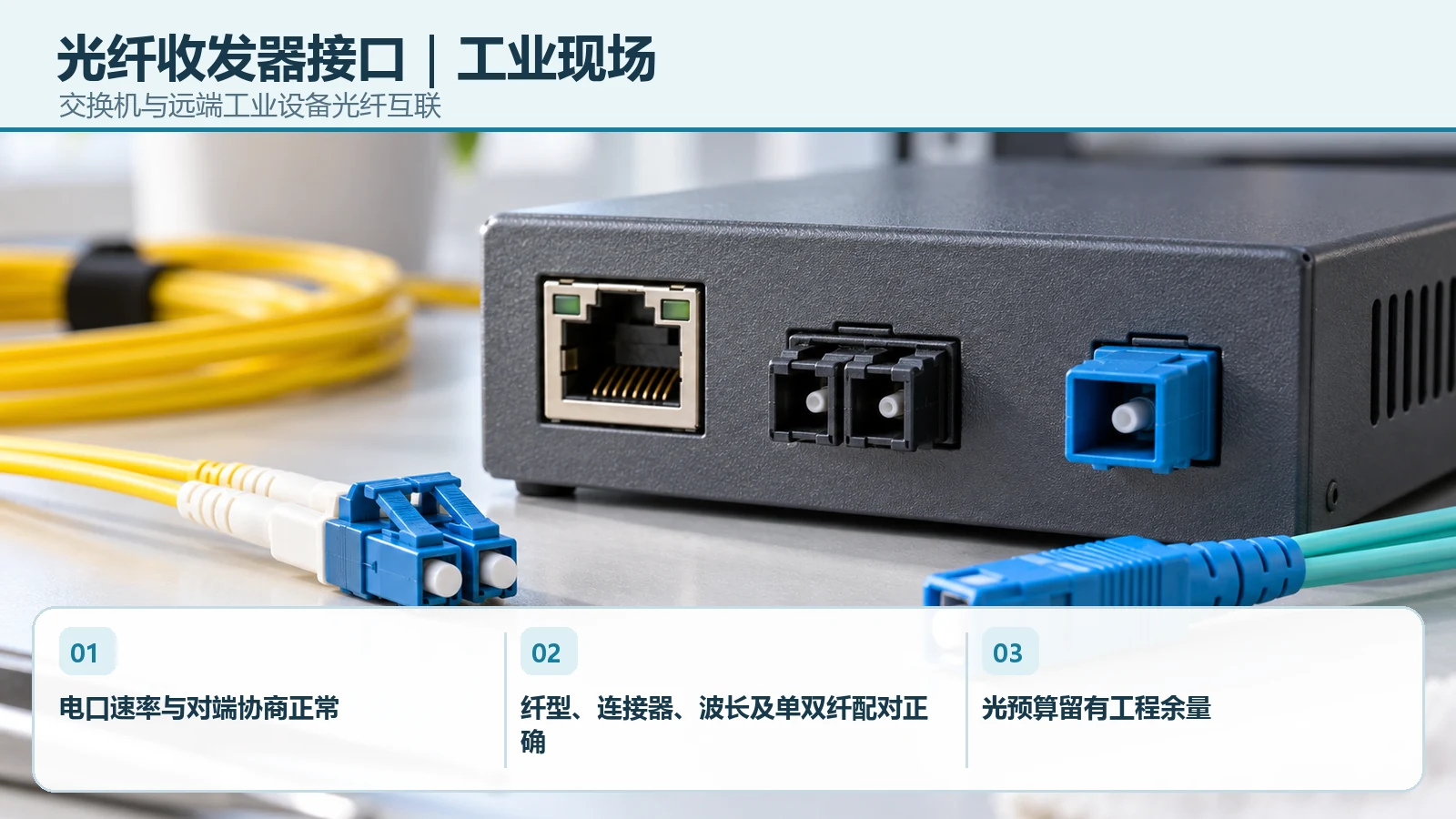 光纤收发器接口在交换机与远端工业设备光纤互联中的设备、布线与现场选型要点