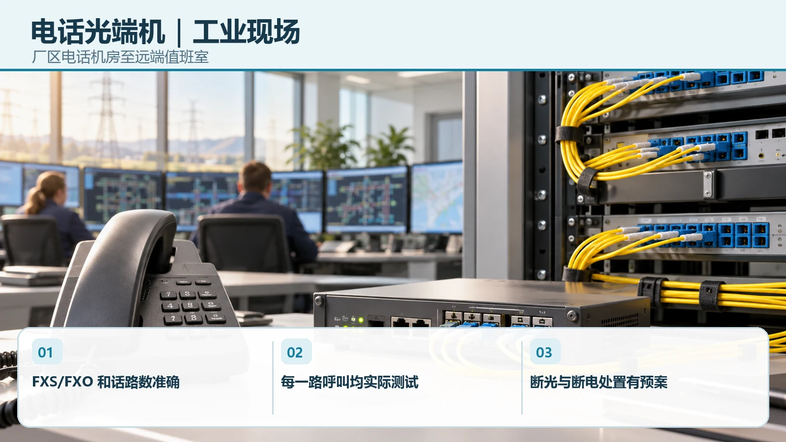 电话光端机在厂区电话机房至远端值班室中的设备、布线与现场选型要点